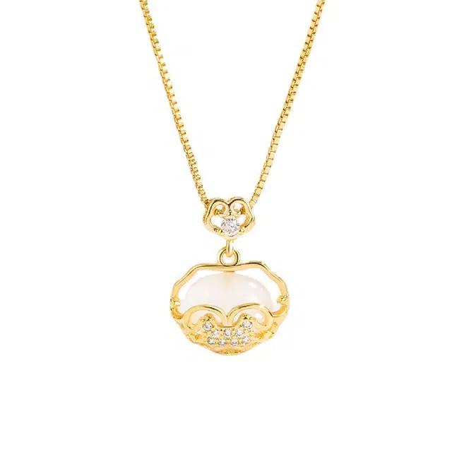 前方大荒野 长命锁祥云平安锁如意转运锁小众设计感新中式#好运 合金 项链 女款