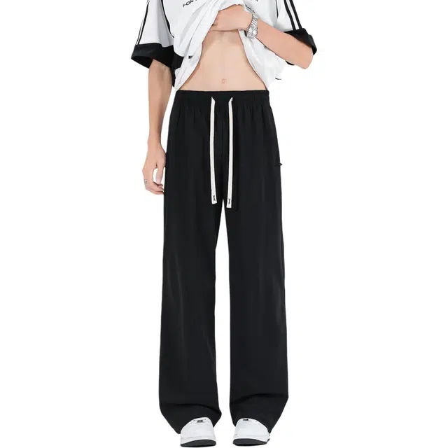 卡丹狄诺 锦氨冰丝三防高弹松紧腰阔腿潮流百搭时尚宽松休闲裤 男款