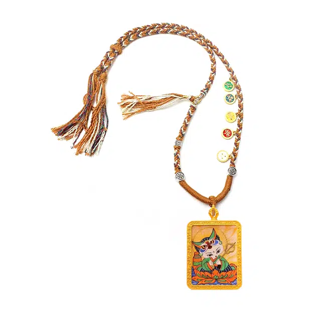 玉临门 天官赐福 日进斗金狐仙转运民族风手工编织绳 招财纳福#好运 合金 项链 男女同款情侣款