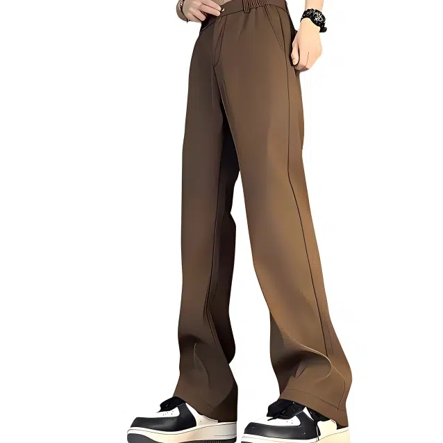 单爵 宽松薄款纯色宽松直筒裤休闲裤 男女同款 咖色