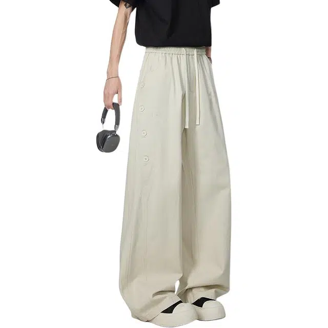 童先森 美式潮牌弯刀高级感纯棉百搭宽松舒适长裤休闲裤 男女同款