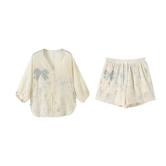 云妃秀 大码女装休闲套装时尚宽松显瘦遮肉胖妹妹上衣裤子两件套夏季 女款