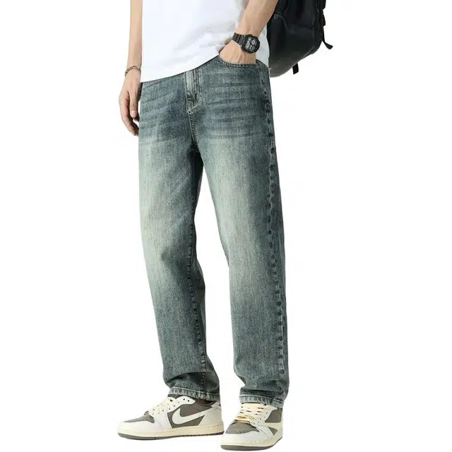 宝米卡 显瘦弹力锥形裤直筒宽松商务哈伦长裤牛仔裤 男女同款