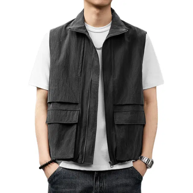 贵色 户外工装美式经典百搭复古怀旧设计感潮牌水洗痞帅背心 男女同款