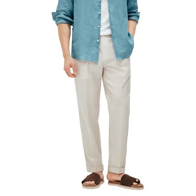 丹宁哲学 百搭单褶直筒夏季休闲裤 男款