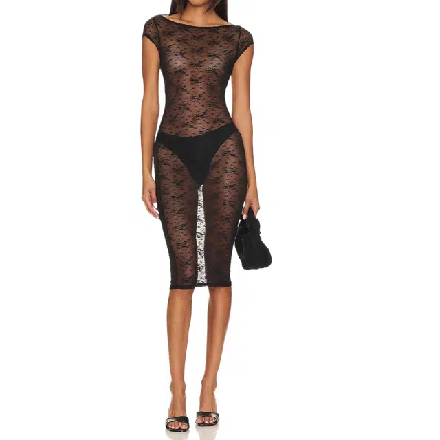 SUPERDOWN Laila Sheer Midi Dress