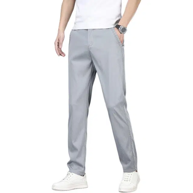 吉肯蒂 天丝冰丝薄款纯色中腰长裤休闲裤 男款