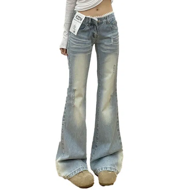 桴生 美式微喇拖地裤牛仔裤 女款