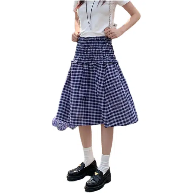 黛尔佳人 原版浙江纯棉格子布法式甜美减龄抹胸女夏季款吊带连衣裙 女款