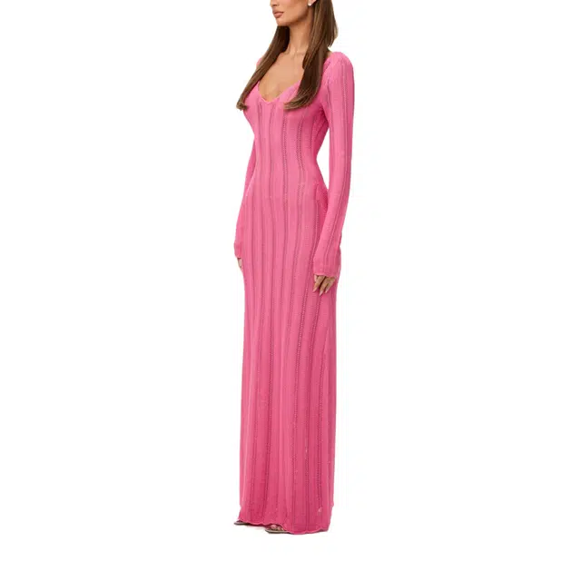 NAKED WARDROBE Knit V-Neck Maxi Dress
