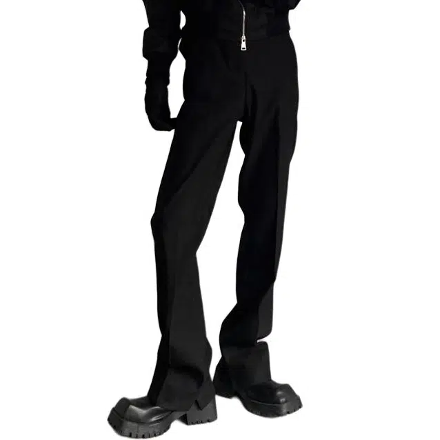 黑马漫画 薄款高级痞帅直筒宽松潮牌百搭垂感纯色休闲裤 男女同款 墨黑色