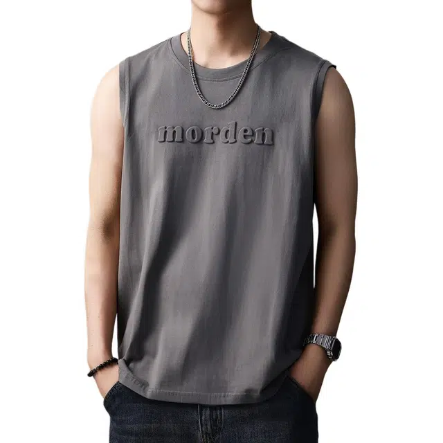 贵色 高街坎肩复古透气舒适字母钢印无袖背心 男女同款