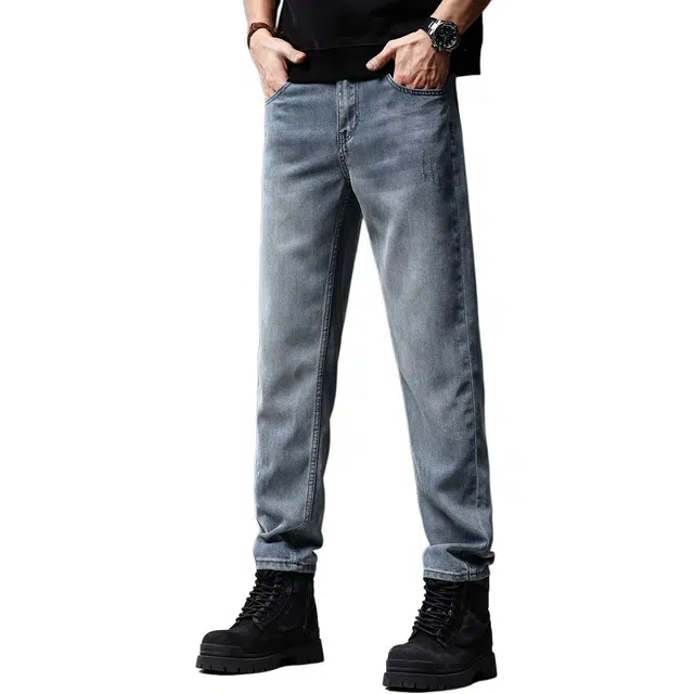 贵色 休闲时尚百搭阔腿薄款宽松九分牛仔裤 男女同款