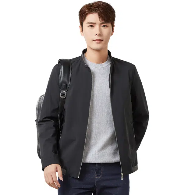 富铤 纯色基础款简约高密防风保暖易打理挺括立领户外山系休闲外套夹克 男款