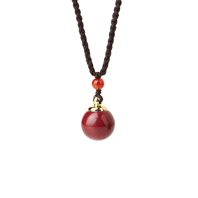 灵菲 嘎乌盒 藏式古法设计 可拆卸装佛经新中式 礼物 本命年 平安转运 生日送礼 朱砂 玉石项链 女款 朱砂 女朋友闺蜜妈妈