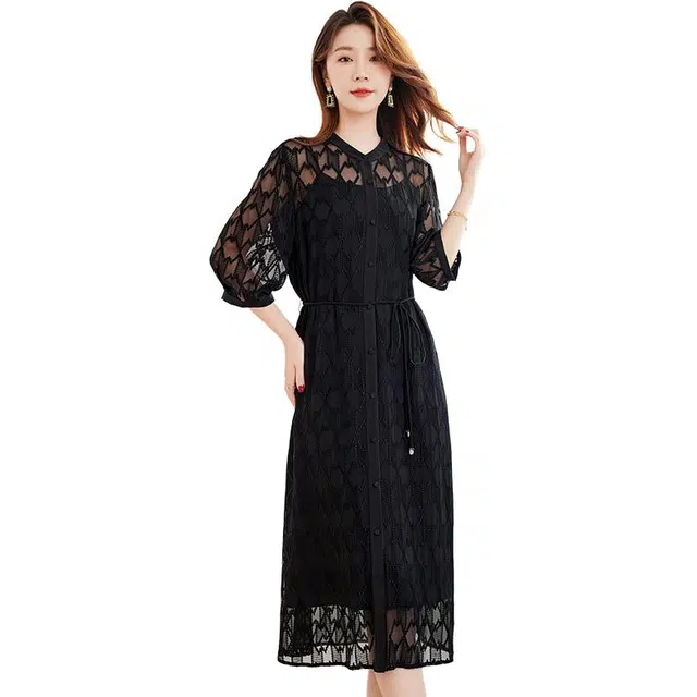 比利斯山羊 气质优雅舒适休闲长袖连衣裙 女款