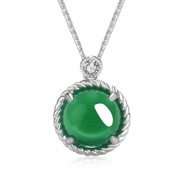 【高贵典雅】 帝苏行 玉润珠圆 新中式国潮 吉祥如意平安顺遂 好运 简约小众设计 玉髓 项链 男女同款情侣款