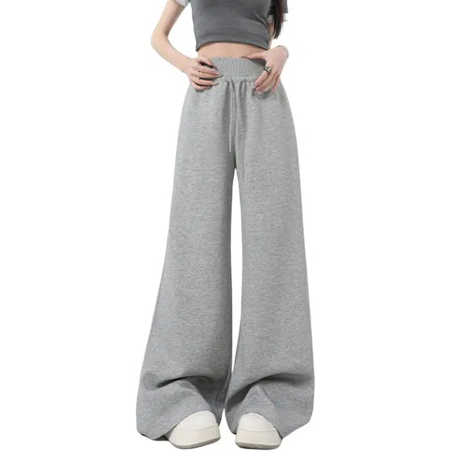 么宁 直筒卫裤子高腰宽松垂感显瘦休闲裤 女款