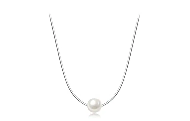 牧言 温柔气质时尚简约小众设计高级感 单珠素链日常百搭通勤锁骨链  珍珠项链 女款