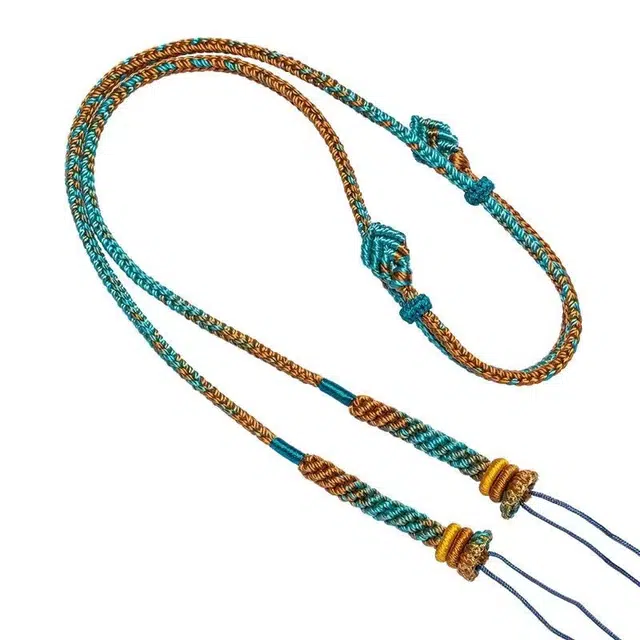 谧月珠宝 千里江山 新中式国潮轻奢精致高级感小众创意设计民族风全手工编织可调节好运 编绳 项链 男女同款情侣款
