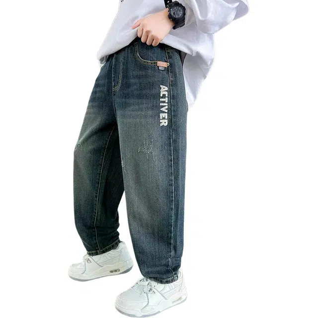 泰迪珍藏牛仔裤 修身中大童帅气休闲长裤 青少年