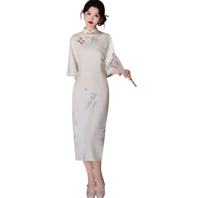 丝絮丝绸 复古优雅气质长袖连衣裙 女款