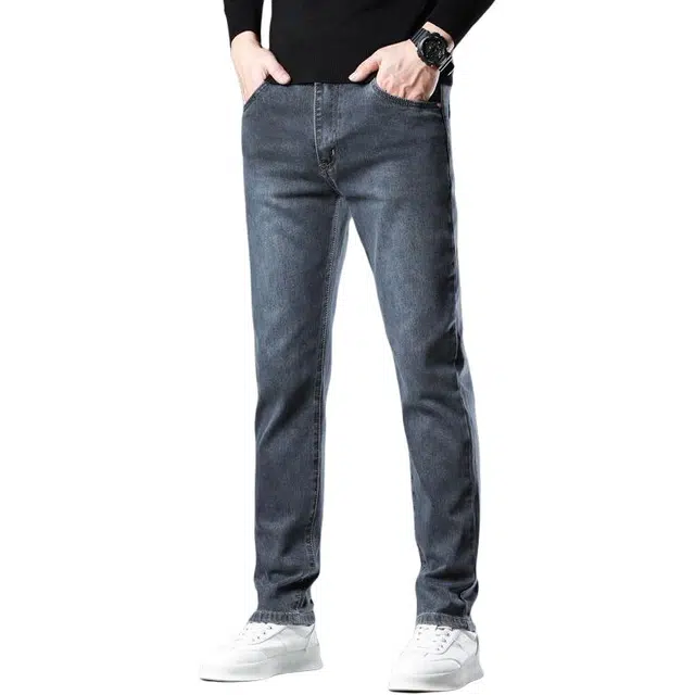 宝米卡 弹力修身潮流直筒裤牛仔裤 男女同款