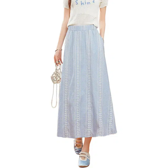 法文箱子 高级感简约薄款设计感小个子半身裙休闲长裙 女款