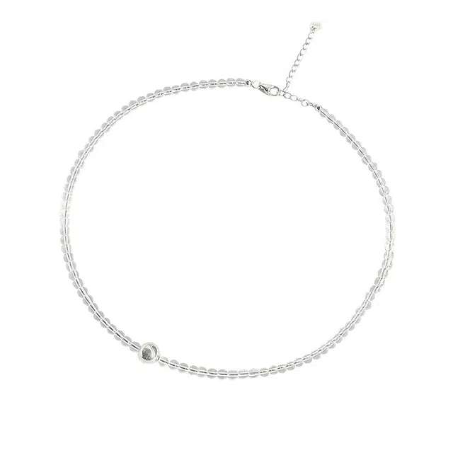 龙弗 【顺心启运】净化能量提升专注时来运转平安健康财源滚滚来极简素雅日常通勤时尚百搭锁骨链简约 白水晶 项链好运饰品 女款