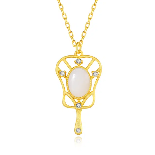 骊碧 扇面芭蕉百搭时尚轻奢国风小众天然 玉髓 项链 女款