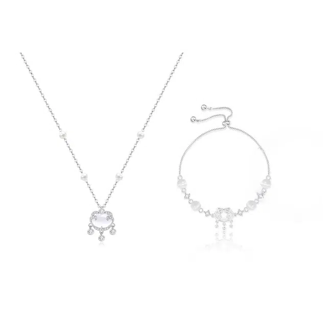 克兰茜 三清平安锁系列 平安喜乐一帆风顺新中式国潮精致高级感锁骨链女生 清冷感吊坠 节日生日送礼女友好运 铜 树脂 项链 女款