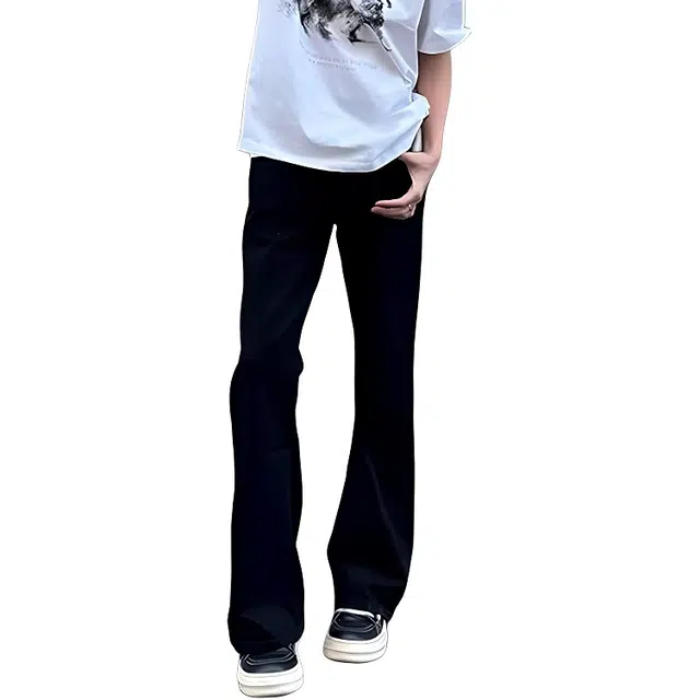单爵 美式高街修身提裆微喇裤薄款直筒裤夏牛仔裤 男女同款