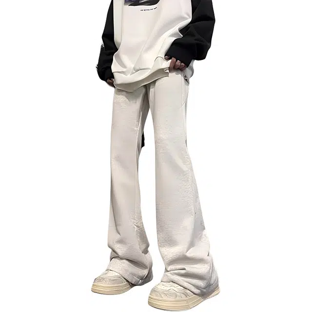 单爵 美式卫裤垂感微喇裤子加长款直筒运动裤休闲裤 男女同款