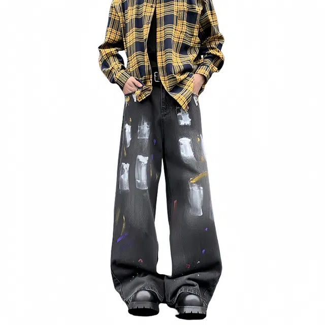 大白鲨 美式复古时尚潮流牛仔裤 男女同款