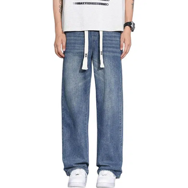 宝米卡 美式复古潮牌直筒潮流舒适百搭牛仔裤 男女同款