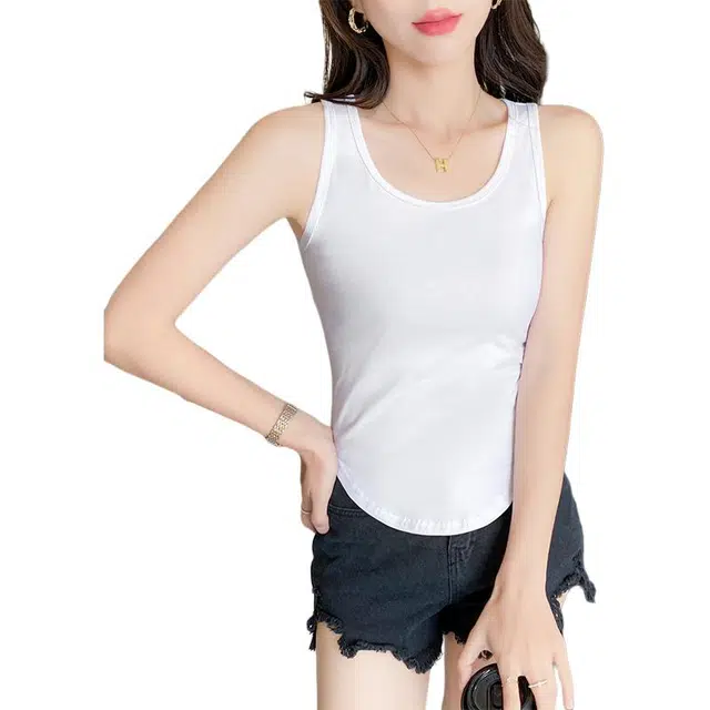 善己 吊带圆领弧形下摆休闲百搭百搭神器修身显瘦背心 女款