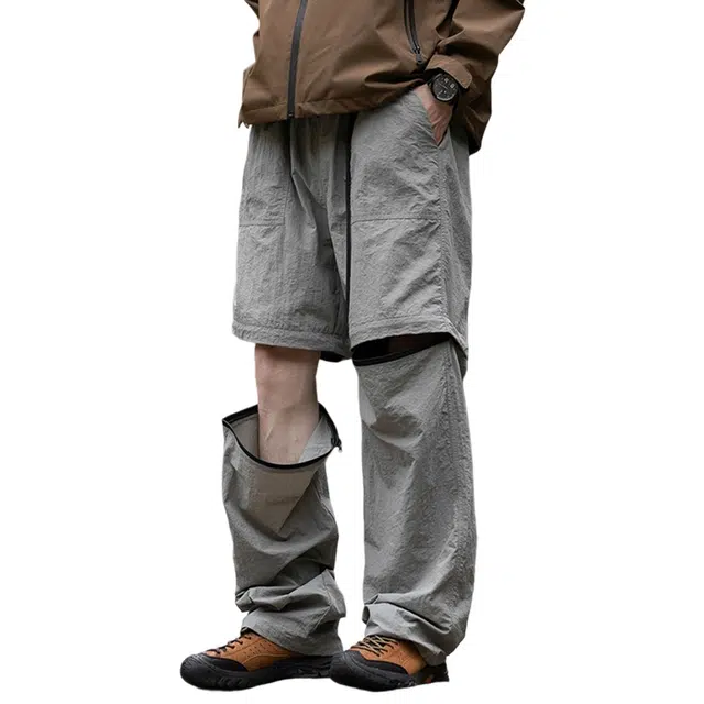 顶峰保罗 美式工装可拆卸冰丝速干两穿机能户外无性别主义凉感透气伞兵宽松百搭防泼水直筒休闲裤 男女同款