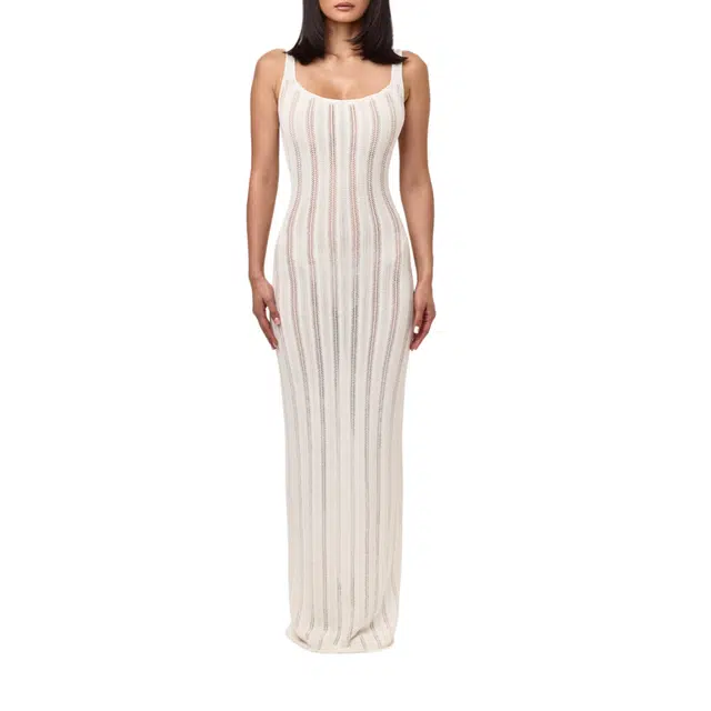 NAKED WARDROBE KNIT OPEN BACK MAXI DRESS