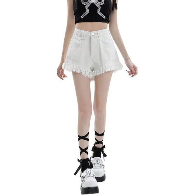 玫丝朵 时尚美式复古洋气质潮牌名媛轻奢高级感优雅时髦潮流舒适牛仔短裤 女款