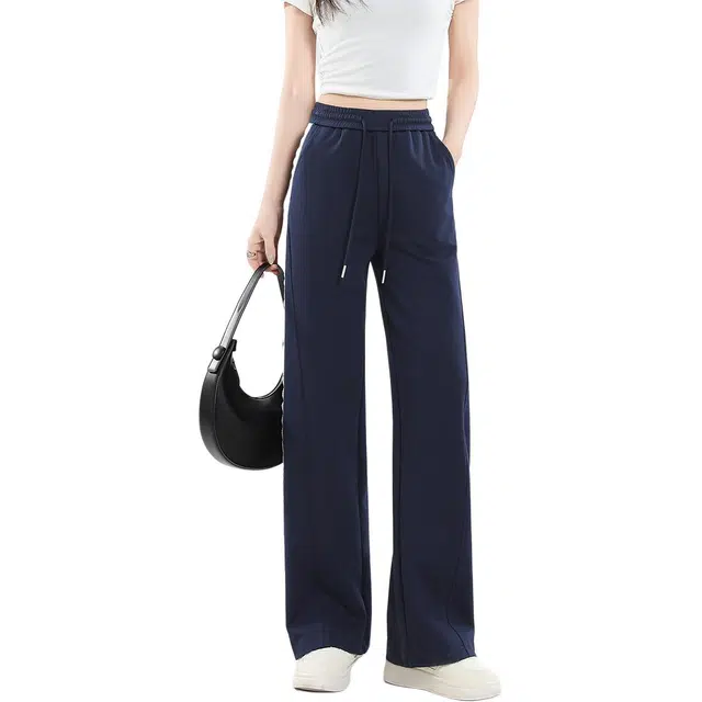 法文箱子 高级感大花高腰宽松阔腿长裤休闲裤 女款