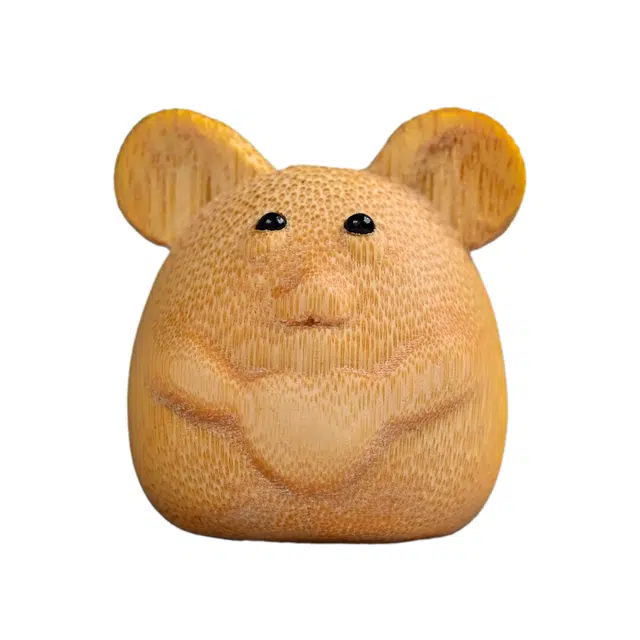 素于 国潮潮玩创意雕刻工艺品吉祥物十二生肖招财进宝心想事成财运亨通随身办公家居摆件物#好运 竹木 把件 男女同款情侣款