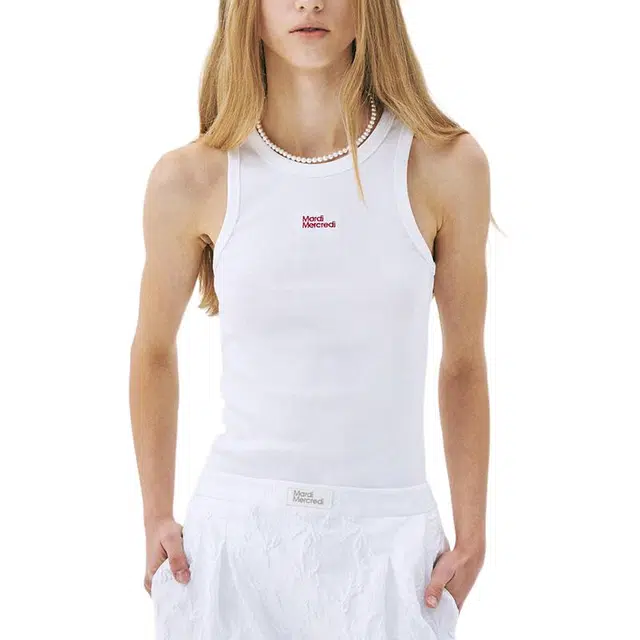 MARDI MERCREDI SS25 TANK RACER ESSENTIAL_WHITE RED