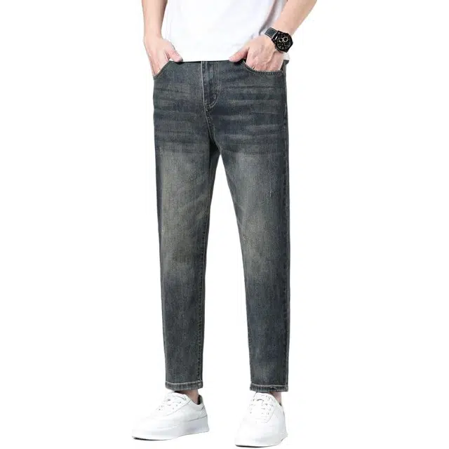 宝米卡 复古九分宽松直筒潮牌美式弹力休闲裤子牛仔裤 男女同款