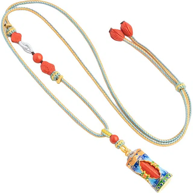 仙源 转经筒 转来平安转走烦恼 复古新中式平安福吊坠 再造辰砂朱砂 项链 男女同款情侣款