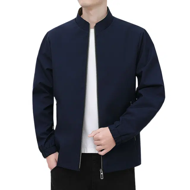 玉儿恋 简约纯色立领休闲百搭舒适夹克外套 男款