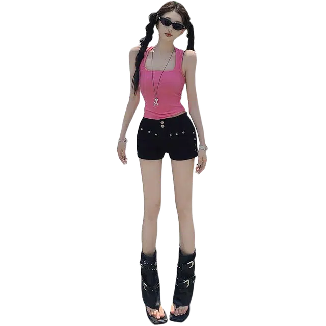 拾籍 时尚气质百搭热裤牛仔短裤 女款