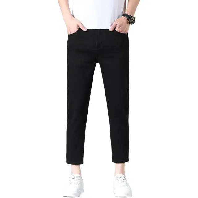 宝米卡 九分八分裤直筒裤高端青年休闲百搭牛仔裤 男女同款