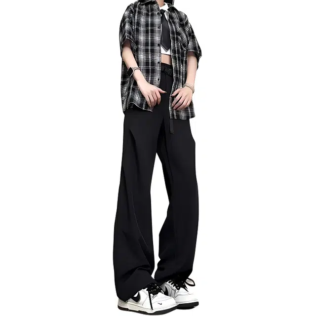 单爵 冰丝垂感裤子夏季薄款褶皱美式速干直筒运动休闲裤 男女同款