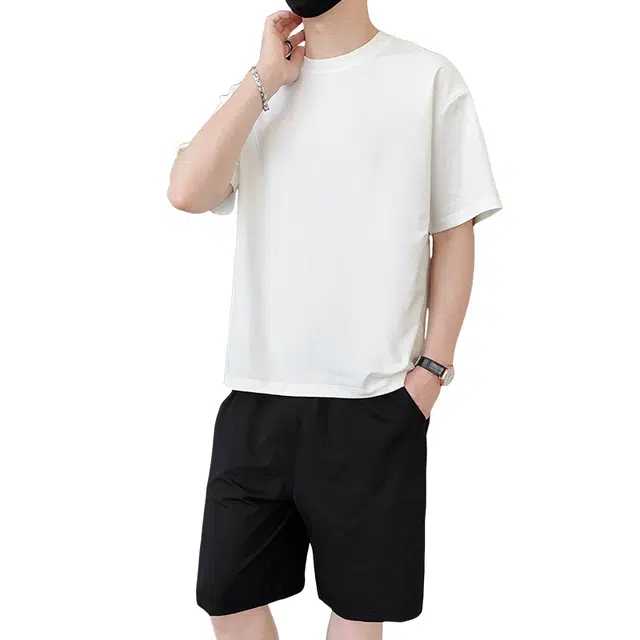 大白鲨 跑量款短袖短裤舒适休闲运动套装 男女同款