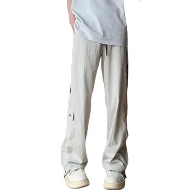 煦加 美式条纹宽松微弹工装裤 男款 灰色